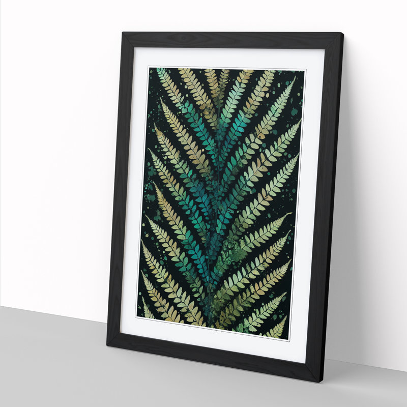 Abiramy Fern Leaf Paint Splatter 1 Piece Wall Art, 64cm H x 46cm W x 2cm D, Walnut