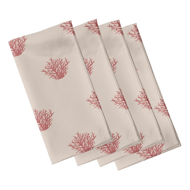 Vernie Polyester Floral Square Napkin, Orange