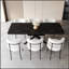 Ensemble de table de salle à manger extensible pour 6 à 8 personnes avec dossier incurvé et chaises rembourrées et grande table robuste pour les réunions de famille et les dîners.-1969155712
