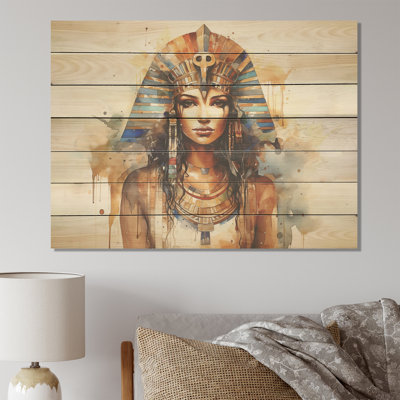 Pharaon doré et bleu égyptien, beauté III - Égypte sur bois
