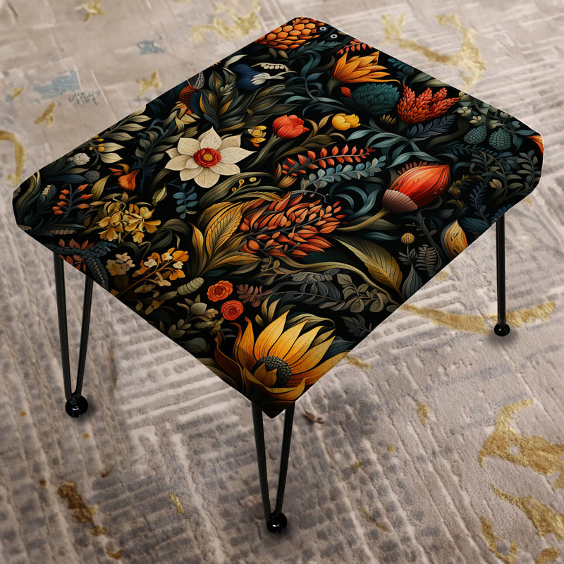 Eclectic Flowers Dark Color Extravaganza - Eclectic Rectangle Ottoman