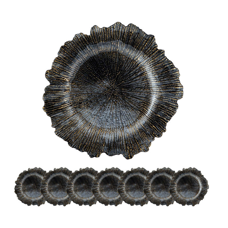 Ensemble de 8 assiettes de récif en plastique, 13 po, Noir, noir, noir, noir