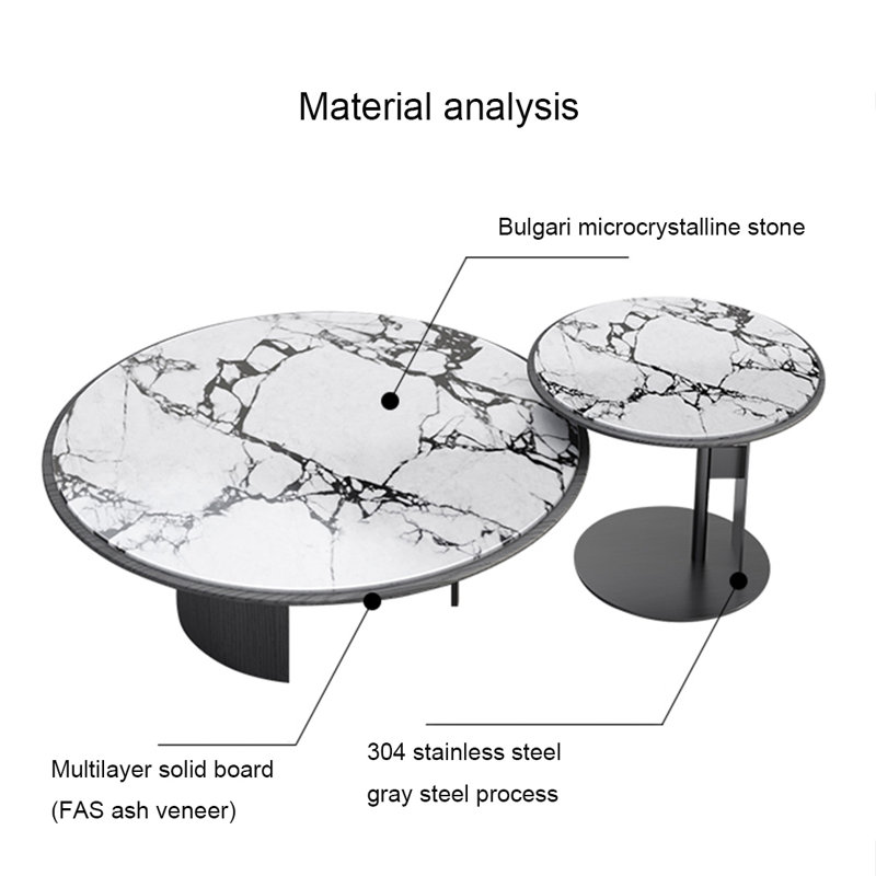 Table basse simple en pierre micro-cristalline, H 15 po x L 35,4 po x l 35,4 po