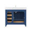 Meuble-lavabo de 42 po en bois massif bleu avec lavabo et armoire de rangement intégrés