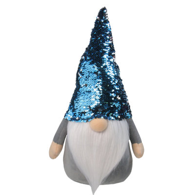Décoration de Noël en forme de GNOME avec paillettes bleu et argent 17 "