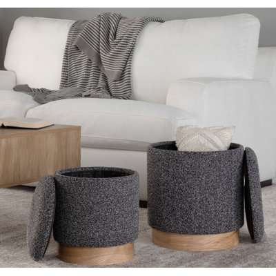  Callum Ottoman Set with Natural Wood Base