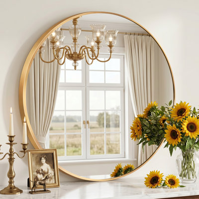 Round Metal Framed Wall Mirror