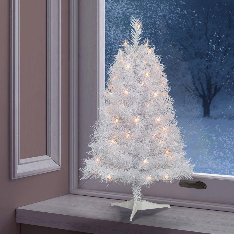 Guenot 3' Lighted Artificial Fir Christmas Tree