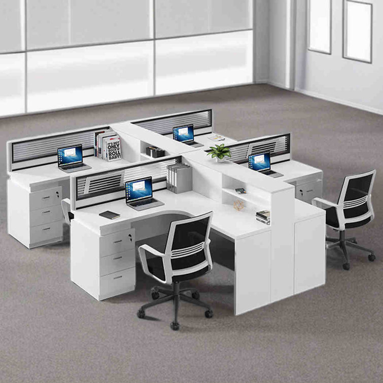 WIKI BOARD L-Shape 4 Person Partition Desk - Wayfair Canada