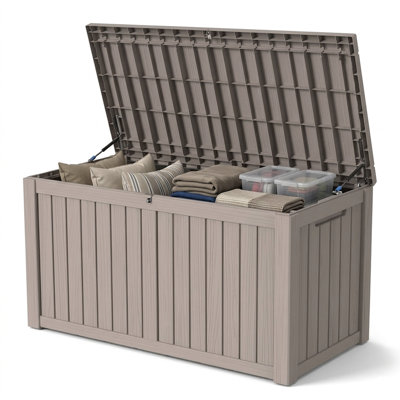 PawsomePad 180 Gal. Light Brown Resin Storage Deck Box for Outdoor Indoor