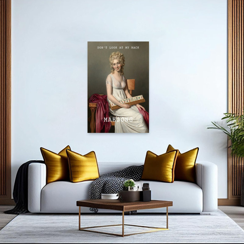 «Witty Mahjong Woman Elegant Playful Traditional Portrait», art mural, H 60 po x l 40 po