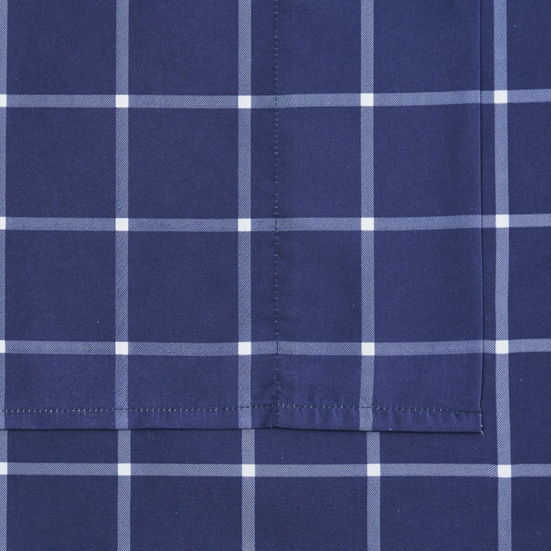 Truly Soft Tattersall Polyester Standard Plaid Sheet Set, Navy/White, Twin Sheet Set + Fitted Sheet + 1 Pillowcase