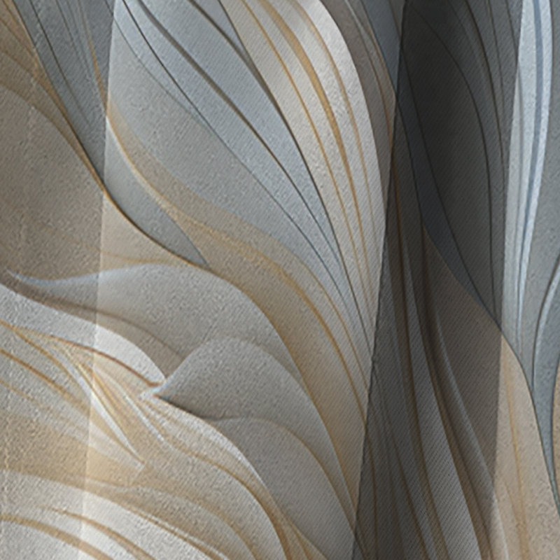 Panneau de rideau géométrique, motif occultant de plumes bleues et blanches - spirale de plumes blanches et bleues II