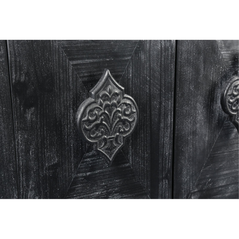 Armoire antique noire avec porte à 4 portes merveilleusement fleurie et fascinante pour la salle d'étude