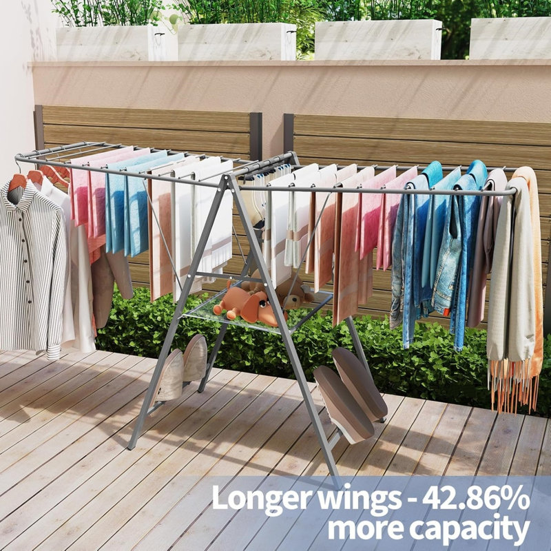 Séchoir à vêtements pliable avec capacité accrue