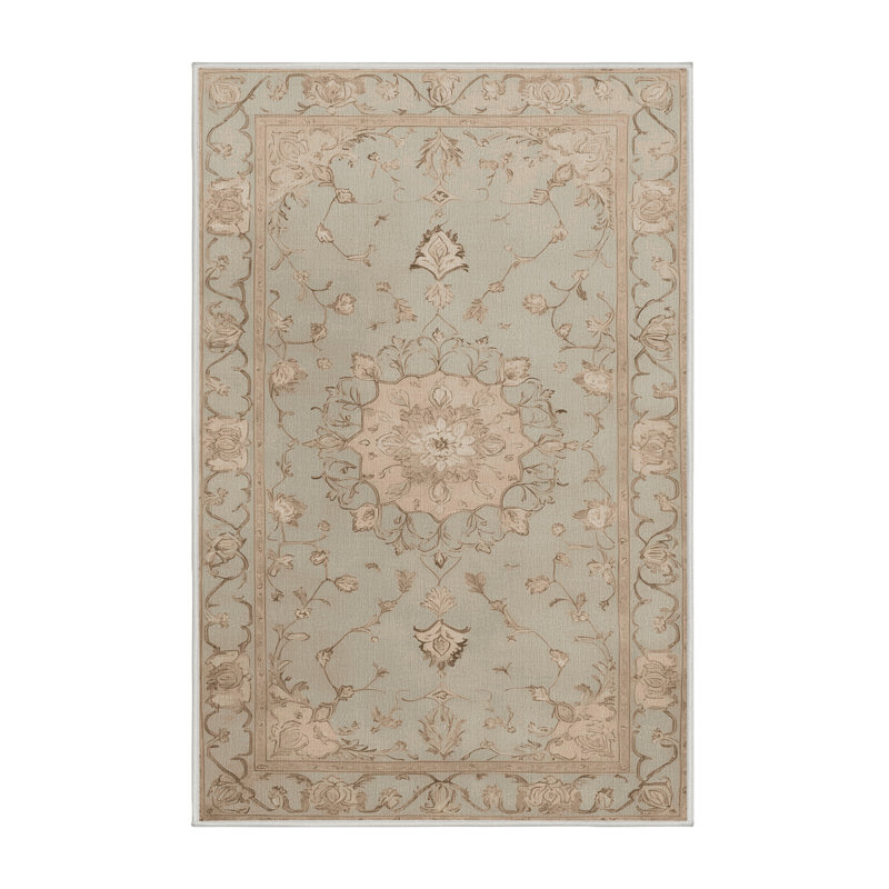 Tapis beige Tabriz lavable à la machine, Rectangulaire 2 pi x 3 pi