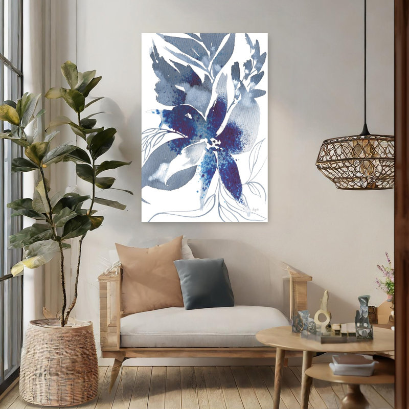 Beauté de l'art abstrait bleu contemporain, H 48 po x l 32 po