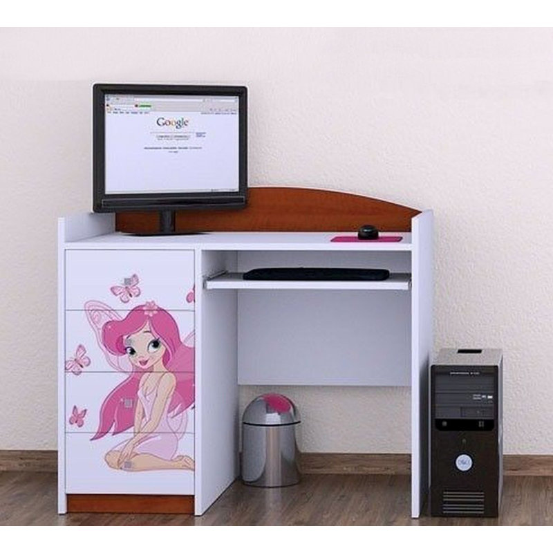 Huguetta Princess with Butterflies 100cm W Computer Desk, Brown