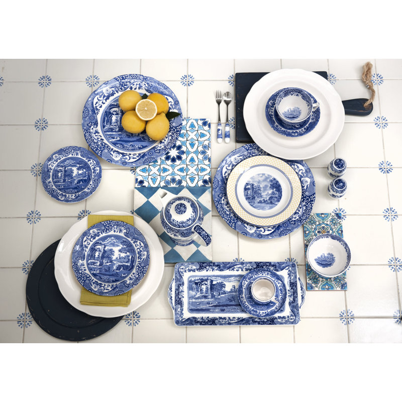 Spode Blue Italian Salad Servers S/2 10"