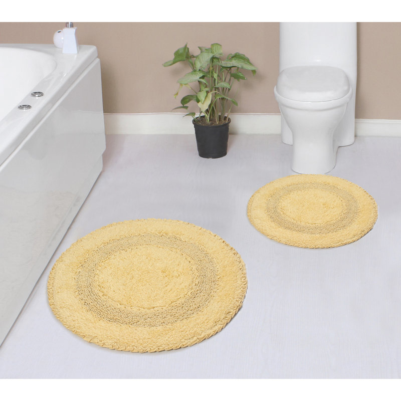 Zorica 100% Cotton Bath Mats (Set of 2), Yellow