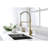 Gold Stainless Steel Pull Out Spray Kitchen Faucet, 360 Rotatable Nozzle For Smooth Water Utilization, Single Handle Temperature And Flow Adjustment, Corrosion Rust- Surface, Quiet Splash- Aerator