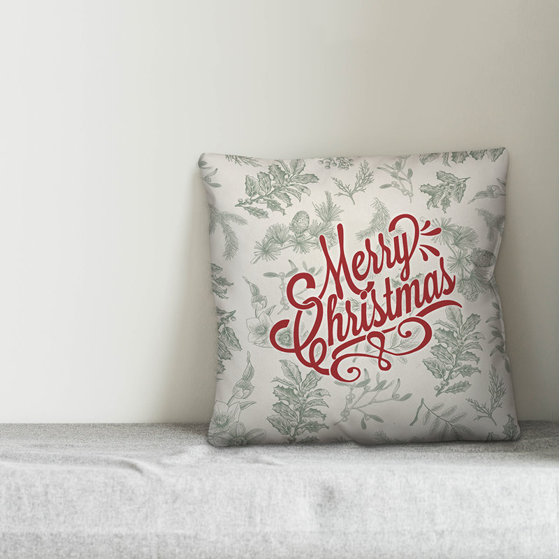 Coussin Merry Christmas, 20 po x 20 po, Housse de coussin seulement - Insert