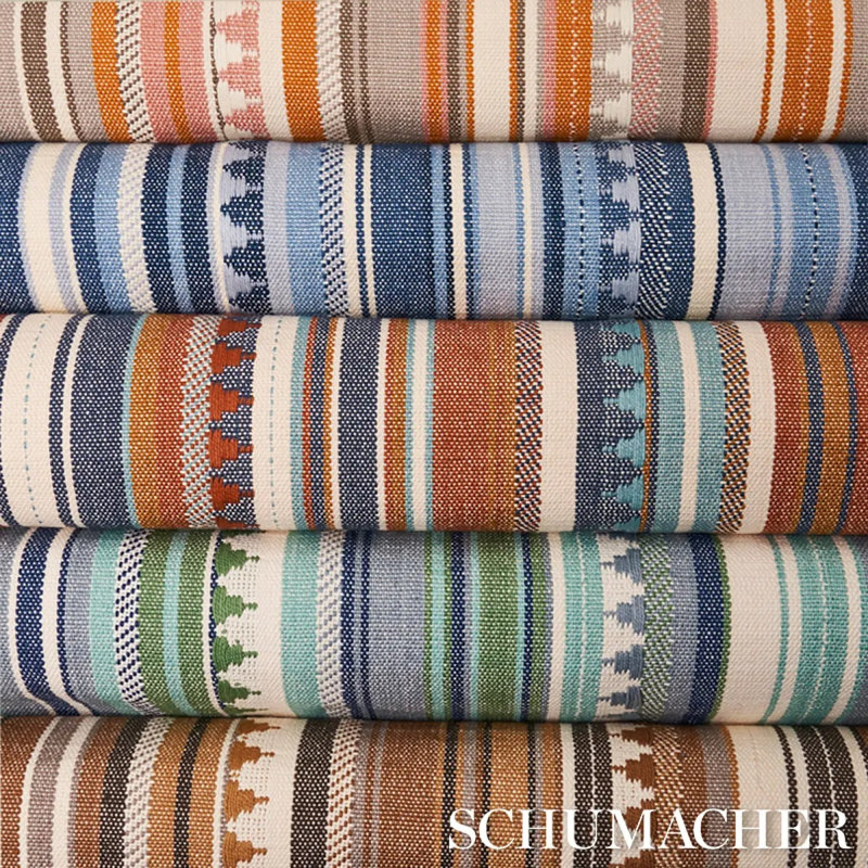 Zuni Stripe Fabric, Blue/ Medium Blue