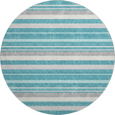 Premium Machine Washable Prisco Teal Rug