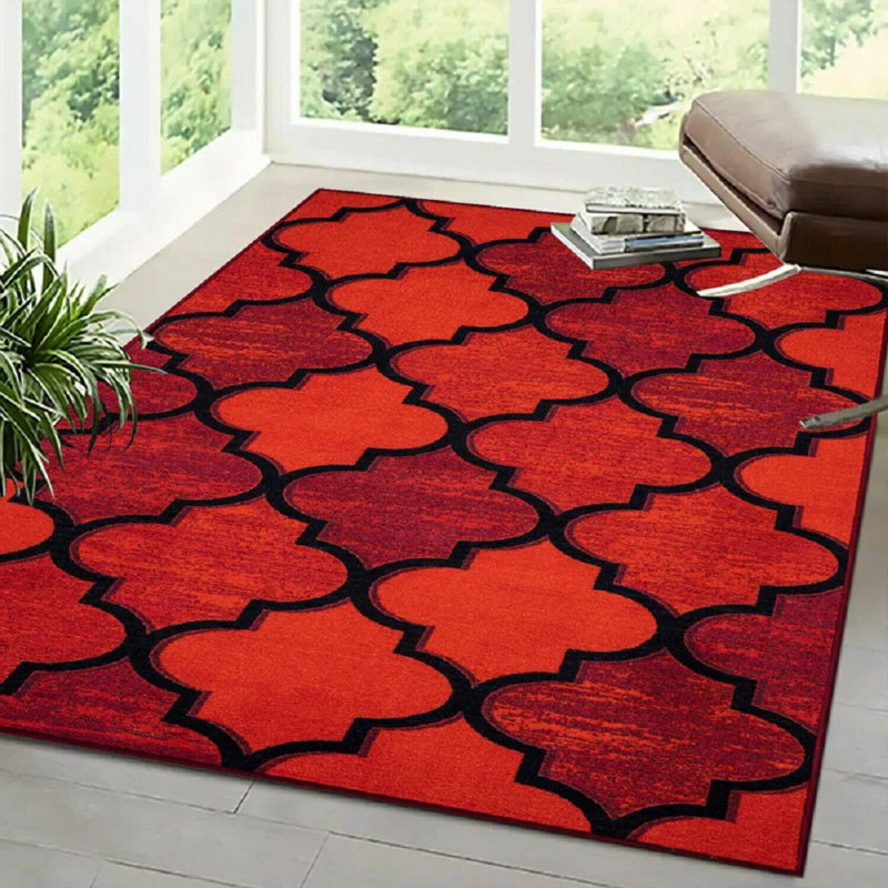 Rectangle Geometric Indoor / Outdoor Area Rug, Red, Rectangle 60 x 112 cm