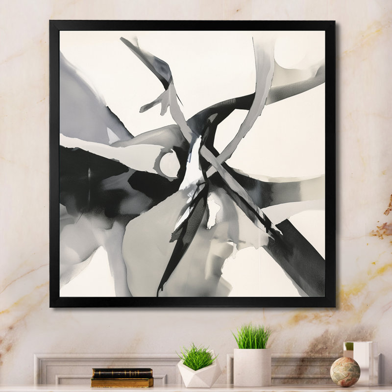 «Abstract Neutral VII» sur toile, Cadre photo noir, H 32 po x l 16 po x P 1 po