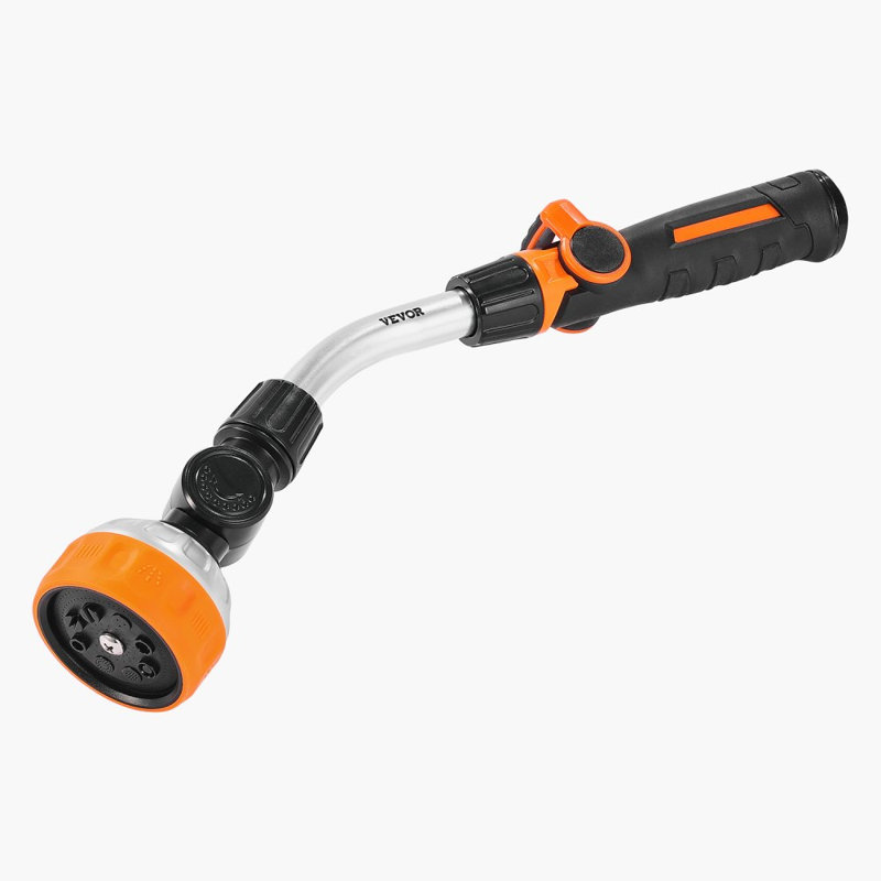 Heavy Duty Garden Hose Wand 15-Inch Long with 8 Spray Patterns & 180° Swivel Head, 2.7" H x 15" W x 4.5" D