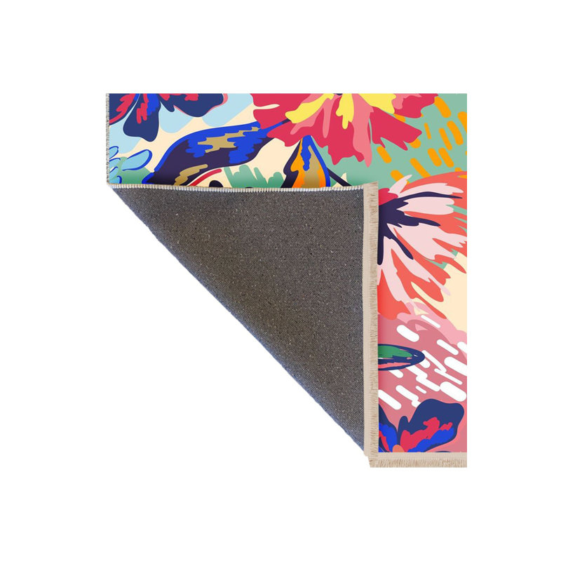 Multicolor Flowers Pattern Woven Base Modern Decorative Machine Washable Rug, Runner 3'3" x 6'7" Rug Pad Included