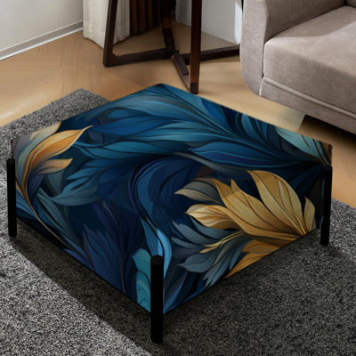 Sapphire Blue Dove Feathers - Boho Large Square Ottoman