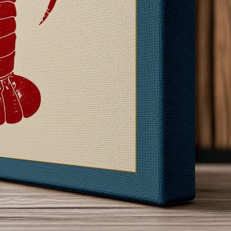 Specimen Lobster Botanical 1 Piece Wrapped Canvas Wall Art, 24x16 - 61.0 x 40.6 cm, Teal Border
