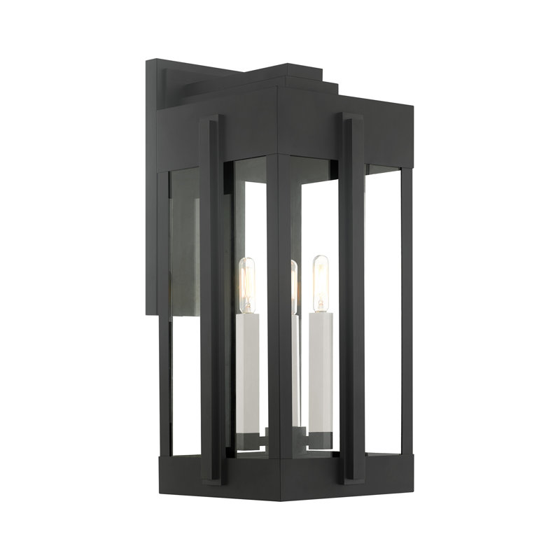 Lanterne murale d'extérieur à 3 ampoules Ikeisha, H 22,5 po x l 10,25 po x P 12,5 po, Noir