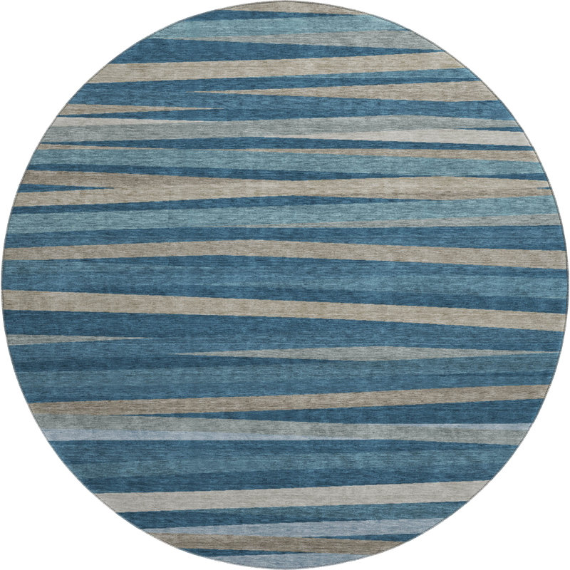 Premium Machine Washable Naglee AMF997 Stripes Rug, Round 8'