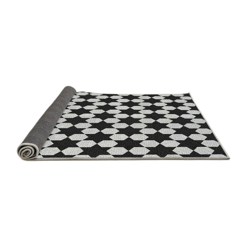 Tapis noir/gris tissé à la machine, Rond 6 pi