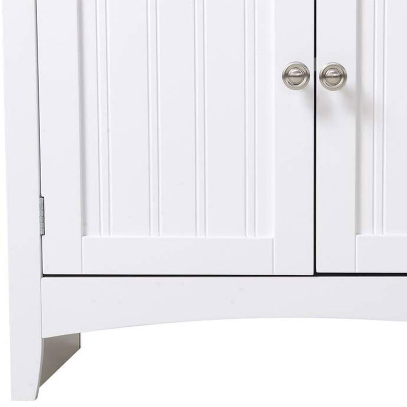 White Wood and Glass China Cabinet with Adjustable Shelves