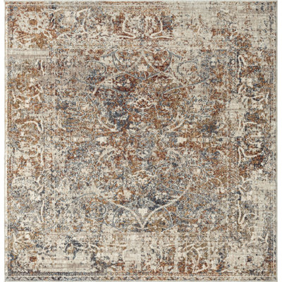 Dmoni Floral Area Rug in Rust