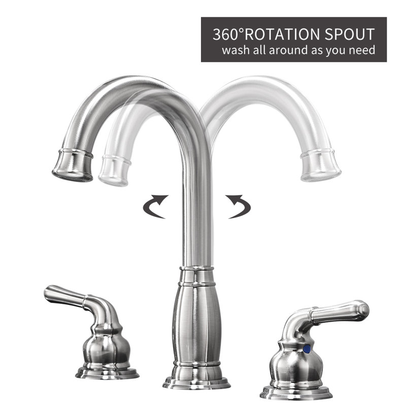 Widespread Bathroom Faucet with Drain Assembly, Brushed Nickel
