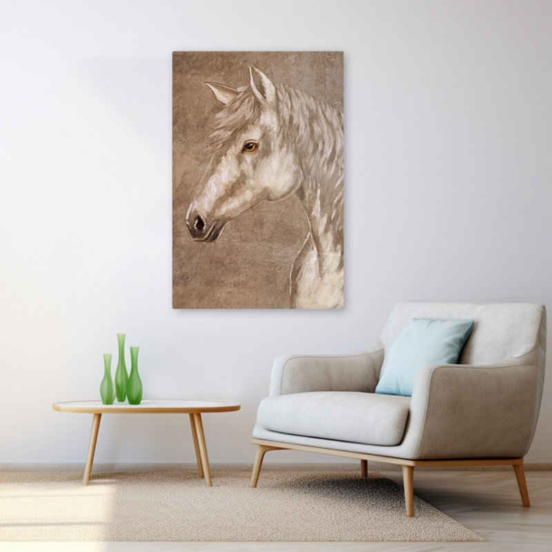 Perle - art contemporain d'étalon blanc, H 48 po x l 32 po