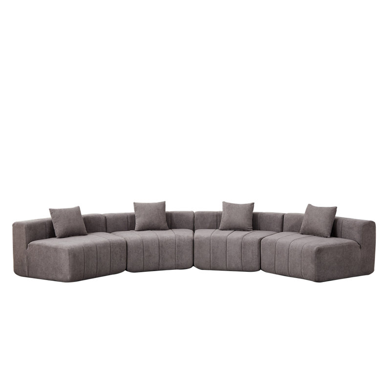 Canapé modulaire courbé en chenille avec 2 coussins, canapé modulaire courbé symétrique semi-circulaire pour la chambre à coucher, le salon, le bureau pour les loisirs ou la sieste, la salle de lecture et le hall d'entrée