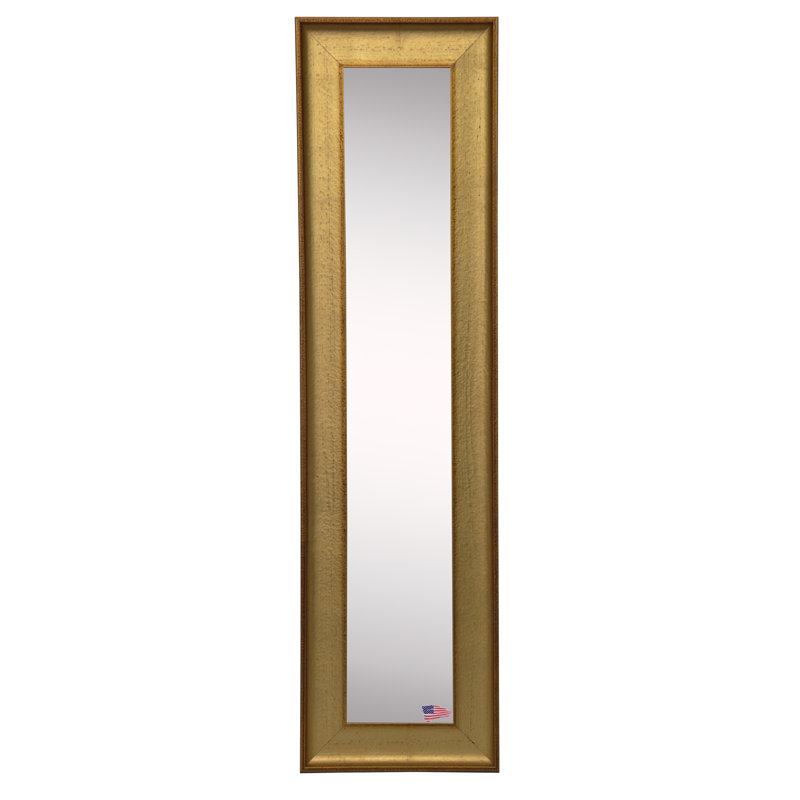 Truluck Solid Wood Flat Mirror, 37.5" H x 9.5" W, Gold