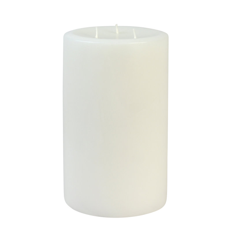 Bougie cylindrique sans parfum, H 8 po x l 5 po x P 5 po, Blanc, 4