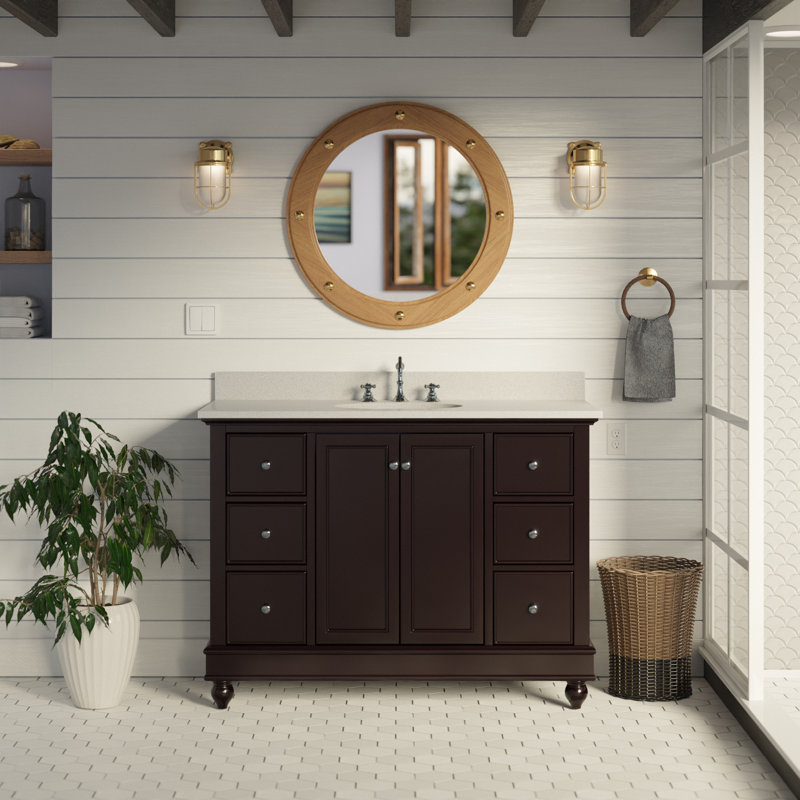 Ensemble de meuble-lavabo simple 48 po Ferdinand, Chocolat, Quartz