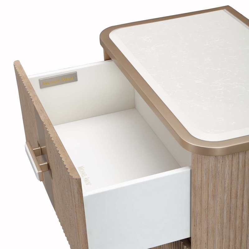 West Kensington 2-Drawer Nightstand - Medium Espresso, Tan