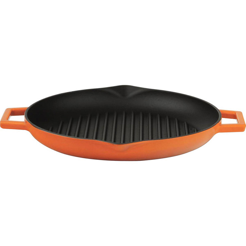 Poêle à griller ronde en fonte antiadhésive 11 po Turgla Home, Orange