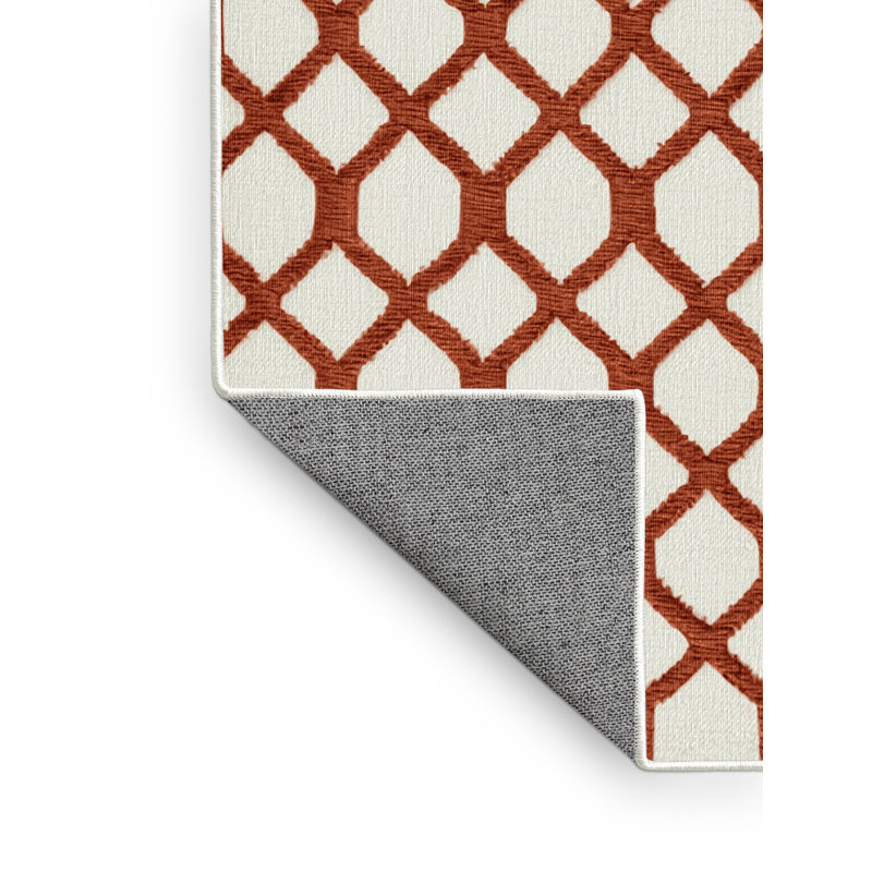 Tapis beige en treillis lavable à la machine, Rectangulaire 2 pi x 3 pi