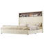 Structure de lit grand format en velours capitonné avec USB et veilleuse, tête de lit 52 po, lit plateforme à oreilles, beige-255262274-255262279