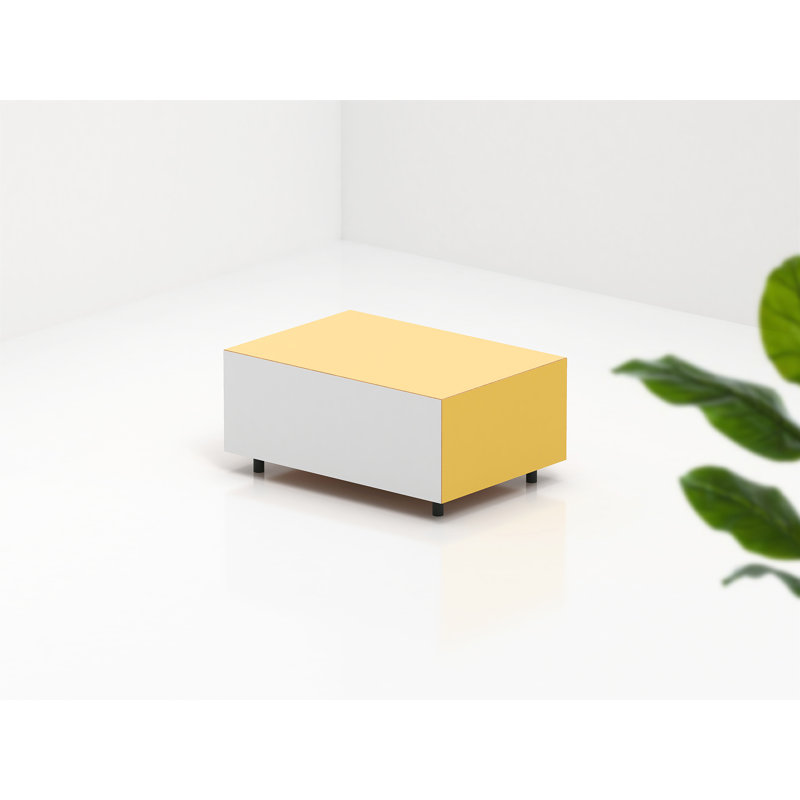 Bloc Coffee Table, 11" H  x 25" L x 18" W, Yellow, Yellow/White